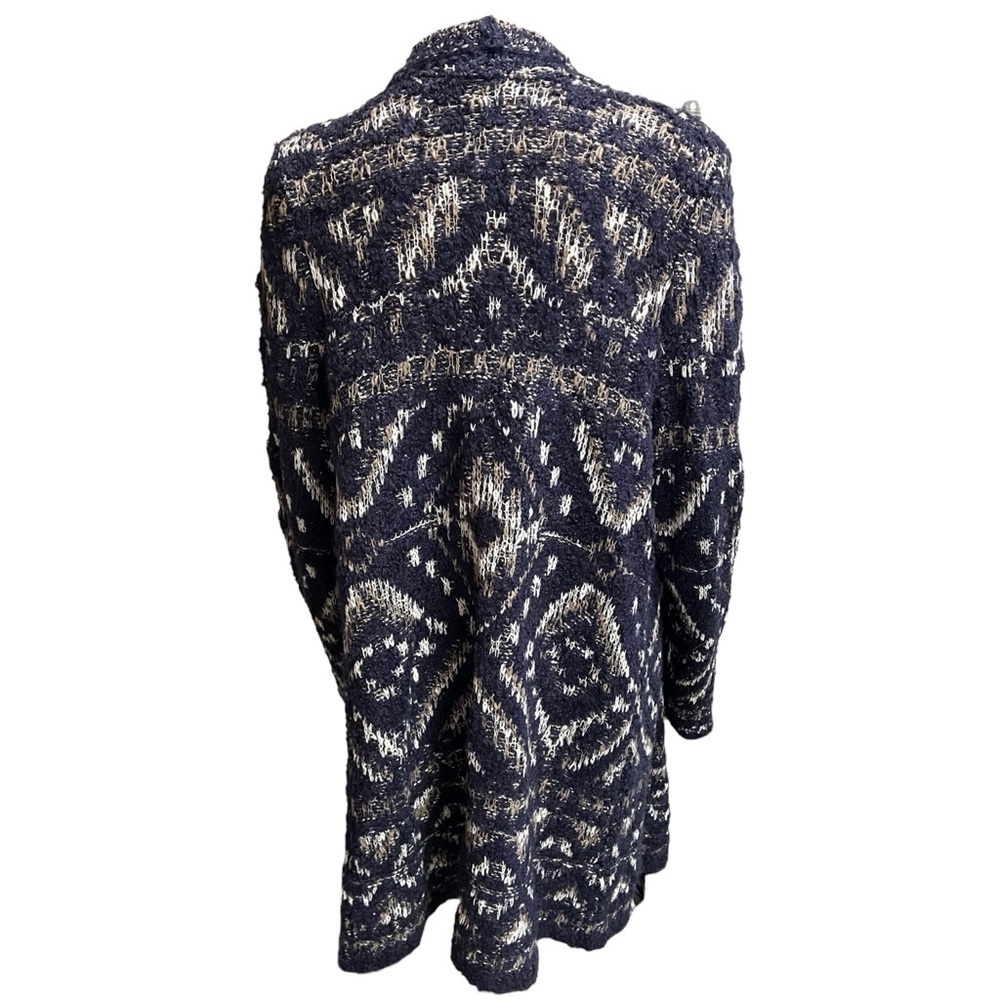 Lucky Brand Geo Intarsia Wrap Waterfall Sweater Size Small Wool Blend Size M - Picture 3 of 8